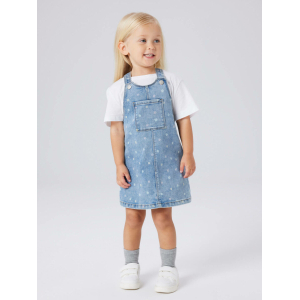 Name It - Spencer Kjole - Rosa - Medium Blue Denim Flower