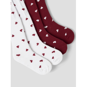 Name It - 2-pak strømpebuks - Vichristmas - Bright White Red Dahlia