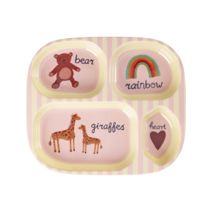 Rice - Tallerken m. 4 rum - Pink ABC