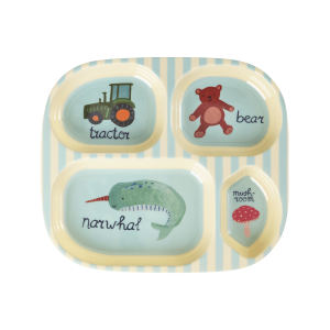 Rice - Tallerken m. 4 rum - Blue ABC