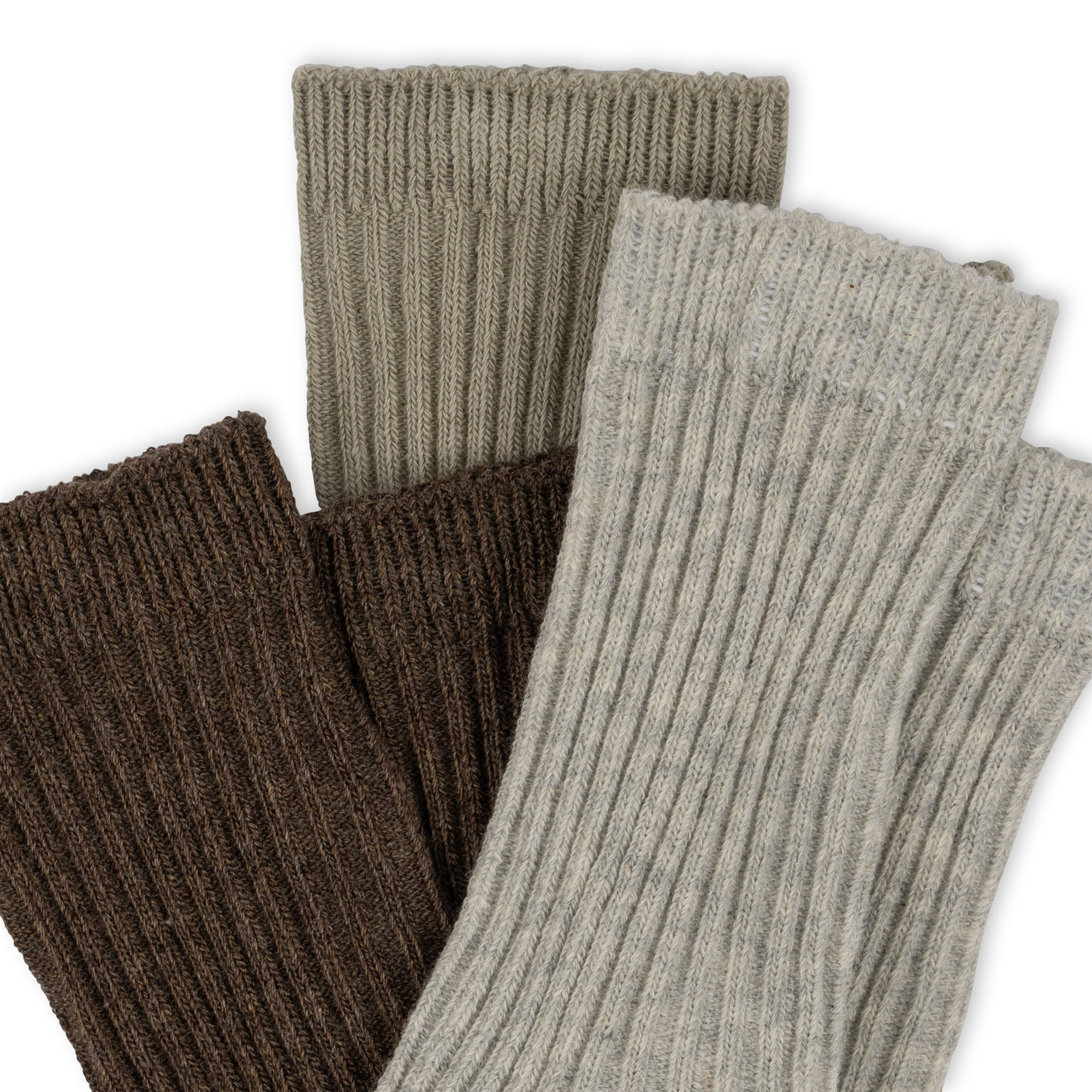 Konges Sløjd - 3-pak - Rib Strømpe - Soft Grey Ment Brown - Billede 3
