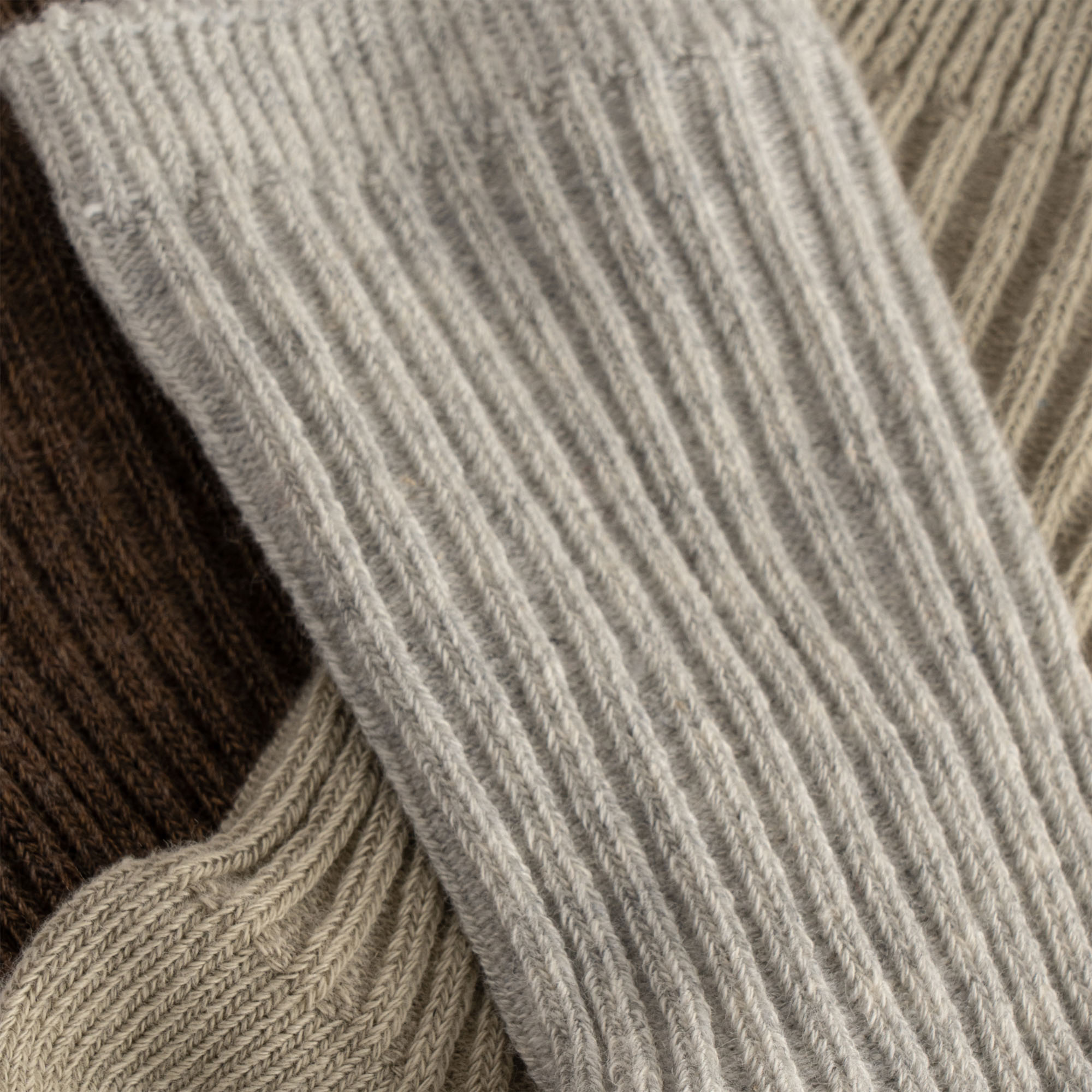 Konges Sløjd - 3-pak - Rib Strømpe - Soft Grey Ment Brown - Billede 2