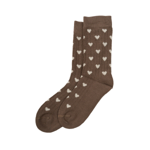 Minipop - Strømpe - Heart - Chocolade Brown Off White