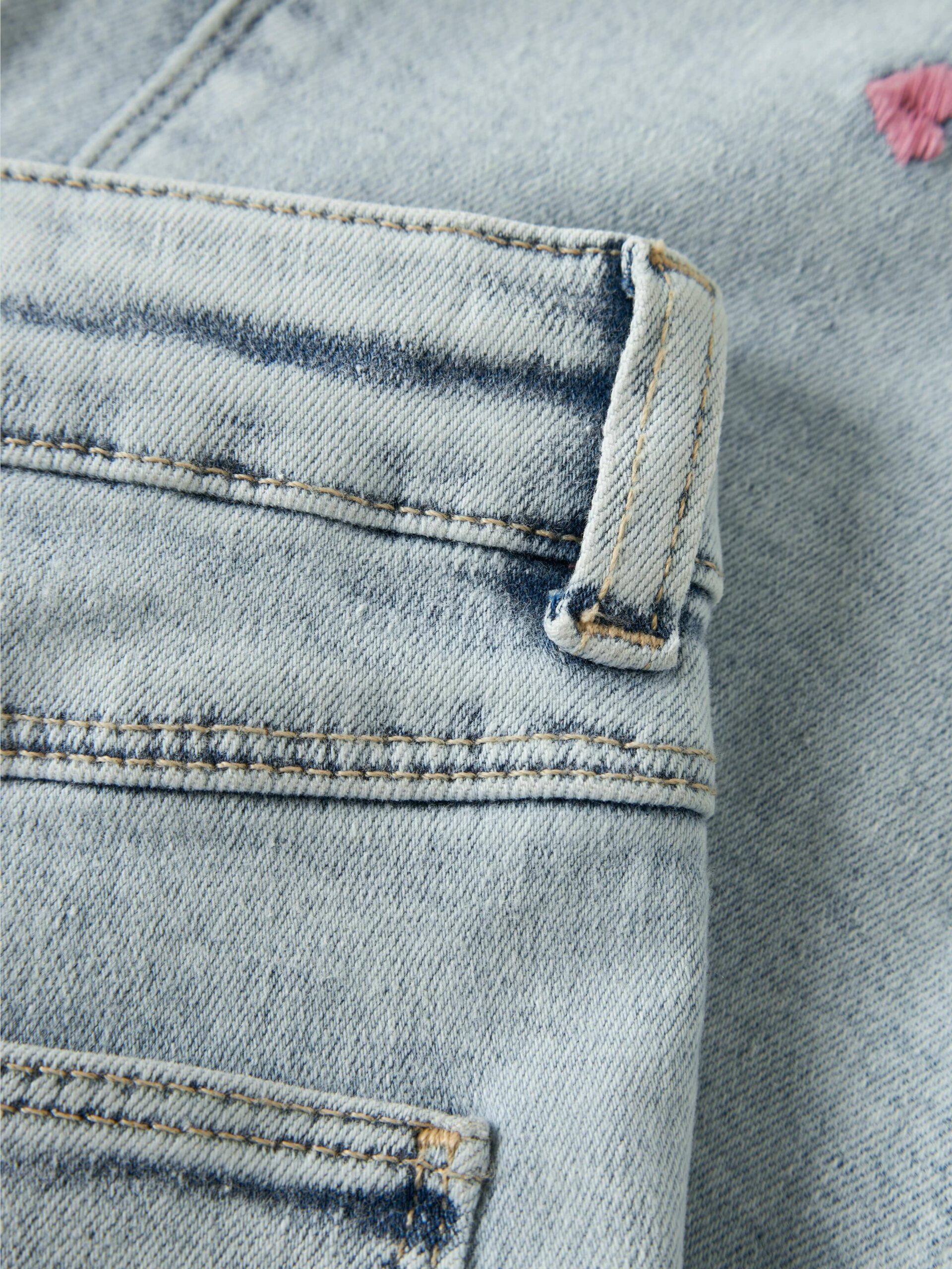 Name It - Jeans - Rose Wide - Light Blue Bleached Denim Heart Embroidery - Billede 4