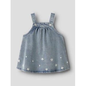 Name It - Spencer Kjole - Flora - Light Blue Denim Embroidery