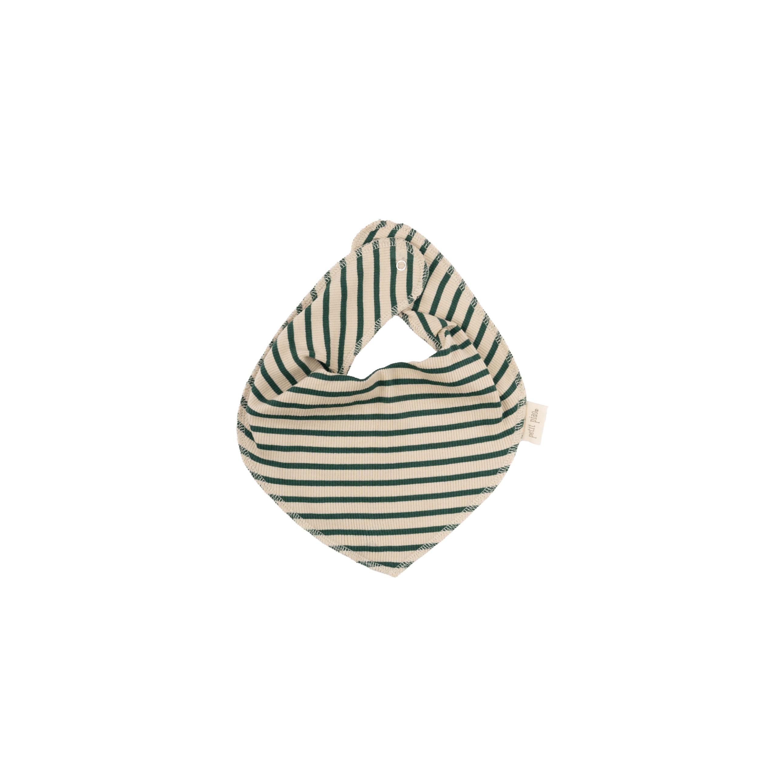 Petit Piao - Savlesmæk - Rib Striped - Emerald Green Dark Off White