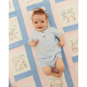 Copenhagen Colors - Babysæt m. kortærmet skjorte og bloomers - Seersucker - Sky Blue Cream Stripe