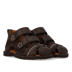 Angulus - Sandal med stjernebroderi - Dark Brown