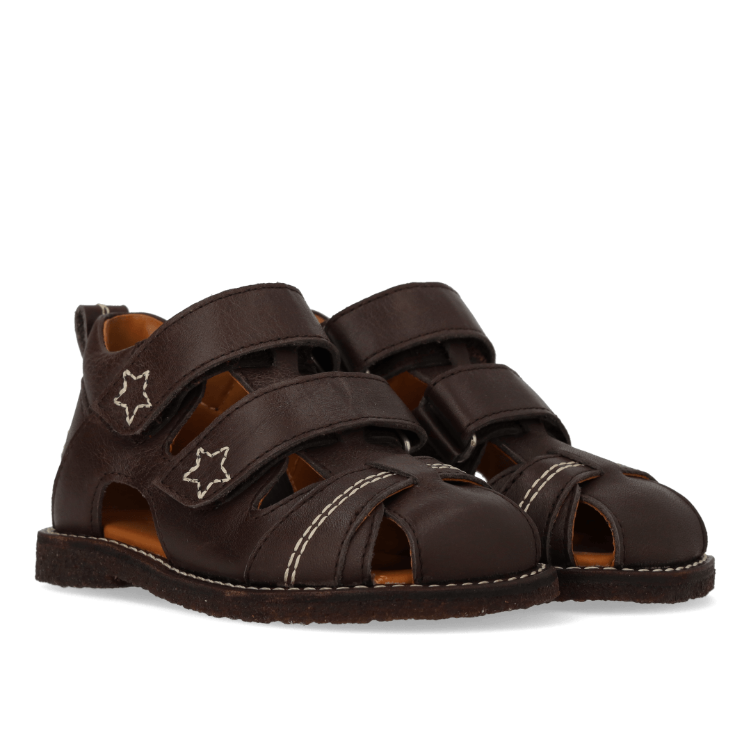 Angulus - Sandal med stjernebroderi - Dark Brown