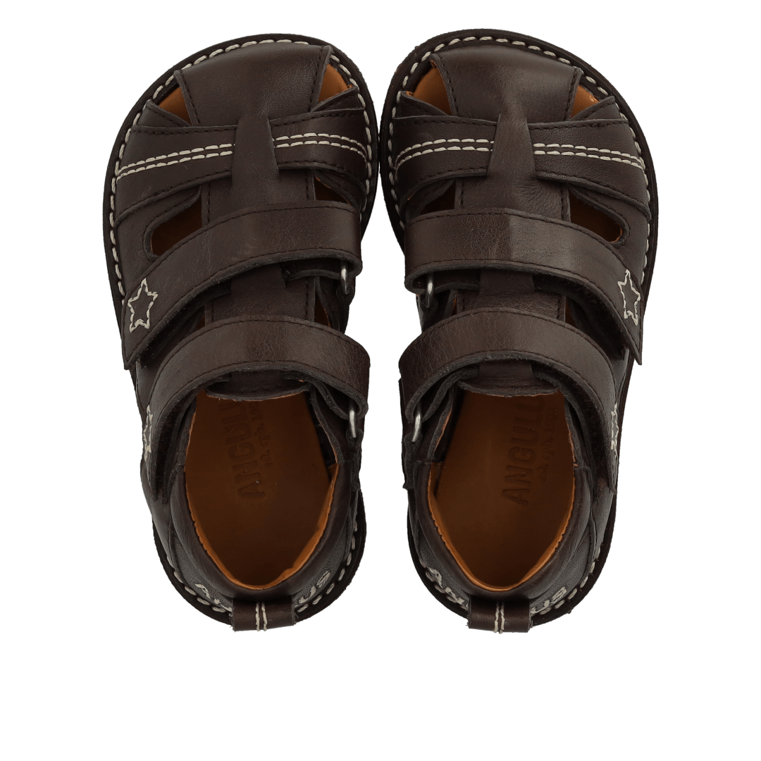 Angulus - Sandal med stjernebroderi - Dark Brown - Billede 6