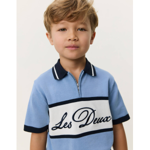 Les Deux - Polo - Knitted Zipper - Skyway Blue