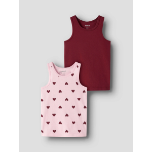Name It - 2-pak - Undertrøje - Cutie Heart - Parfait Pink Rumba Red